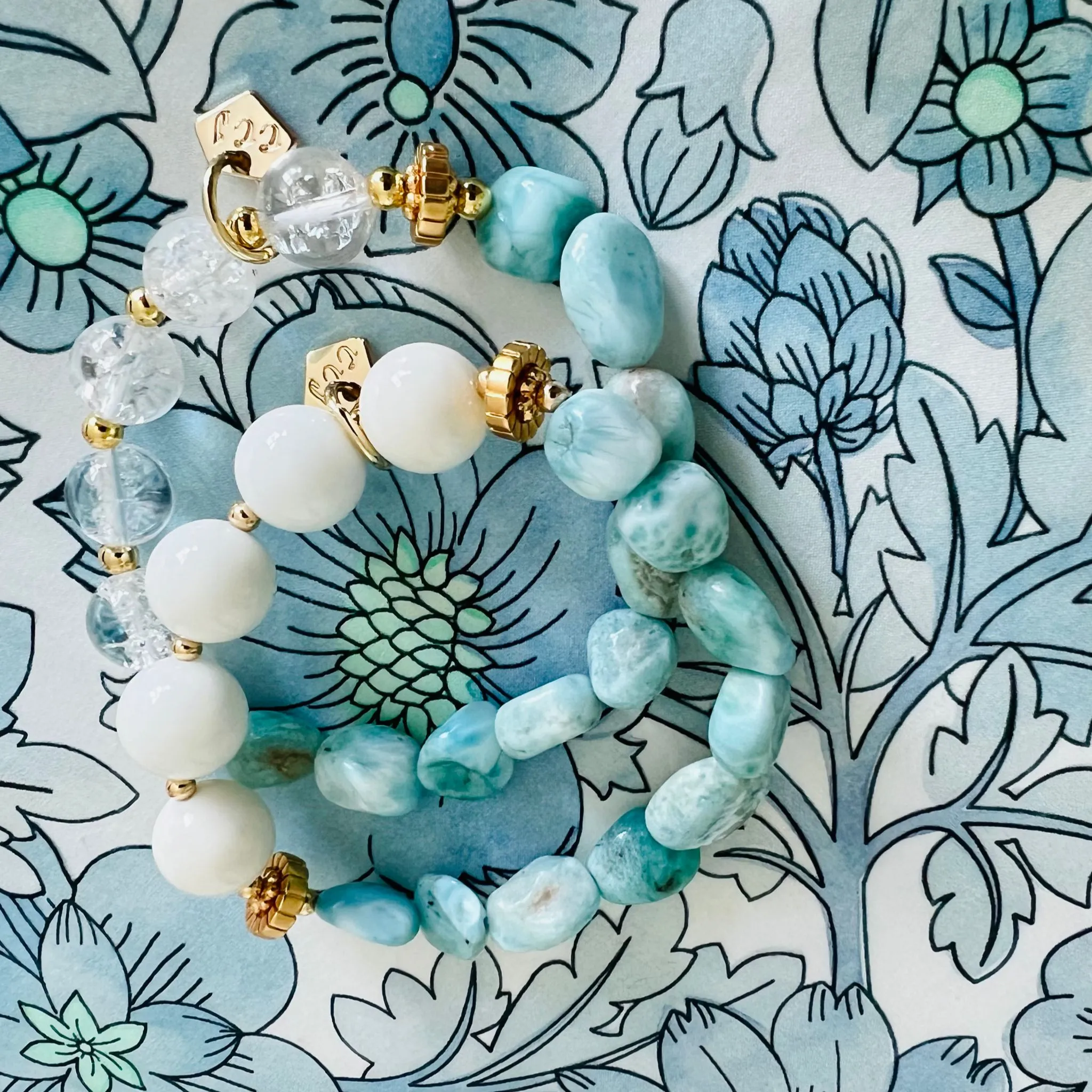 Raw Larimar & Himalayan Quartz Bracelet