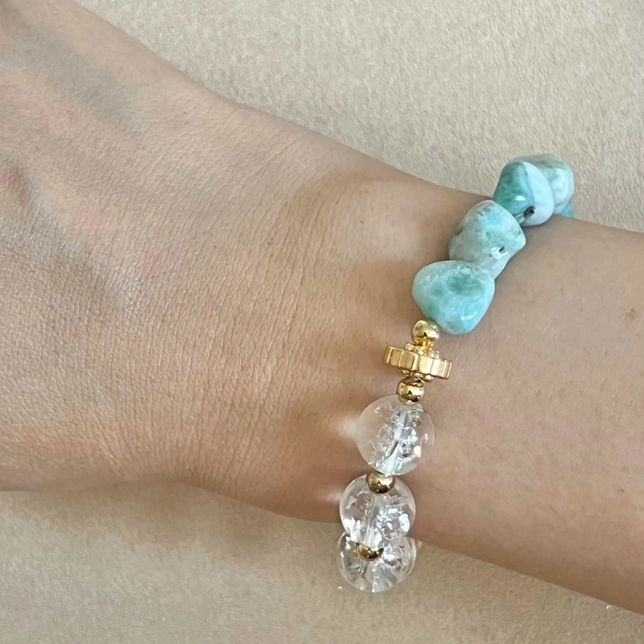 Raw Larimar & Himalayan Quartz Bracelet