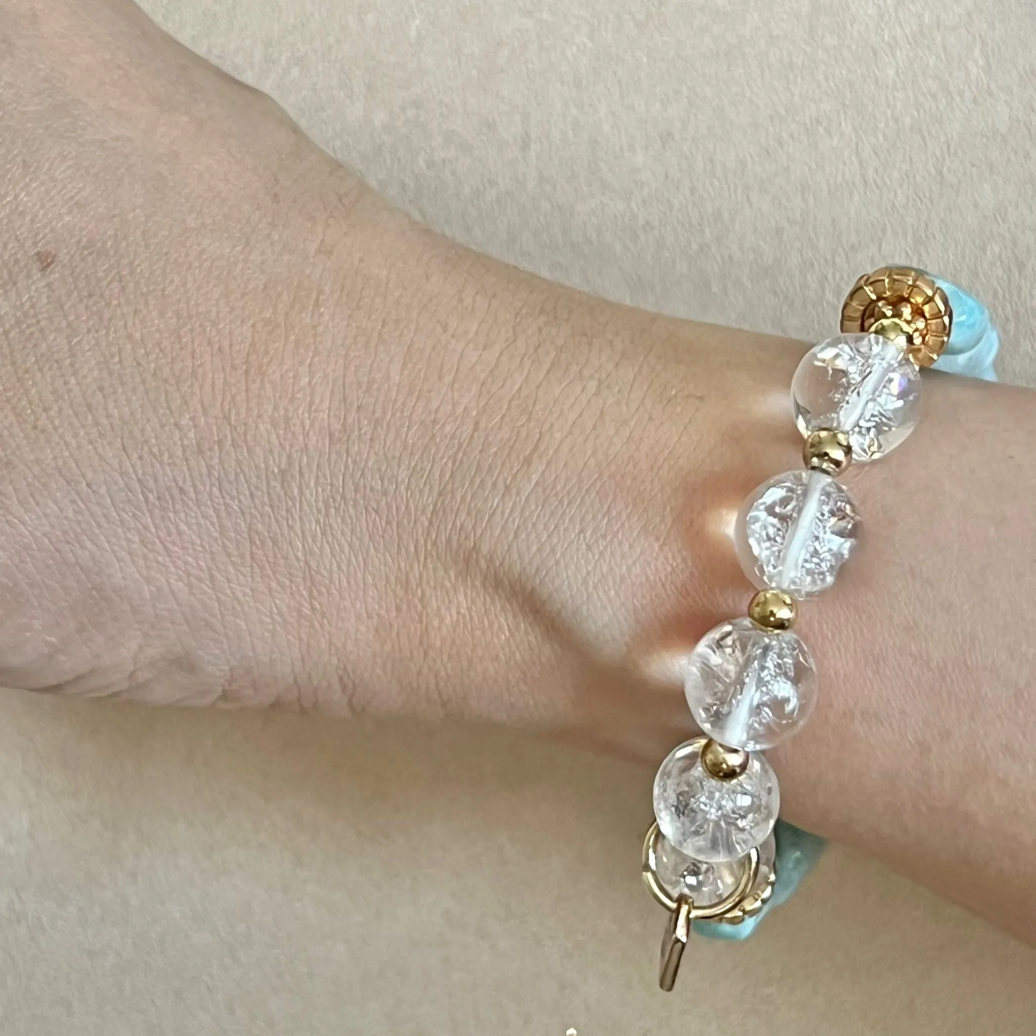 Raw Larimar & Himalayan Quartz Bracelet