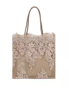 Rectangular Embroidered Lace Tote Bag