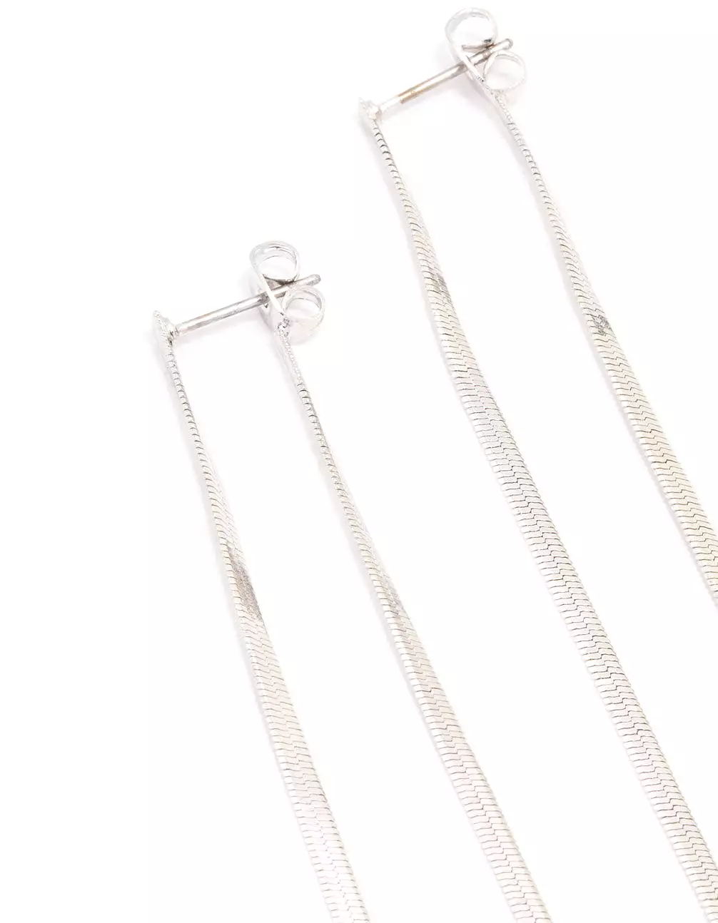 Rhodium Snake Chain Drop Earrings