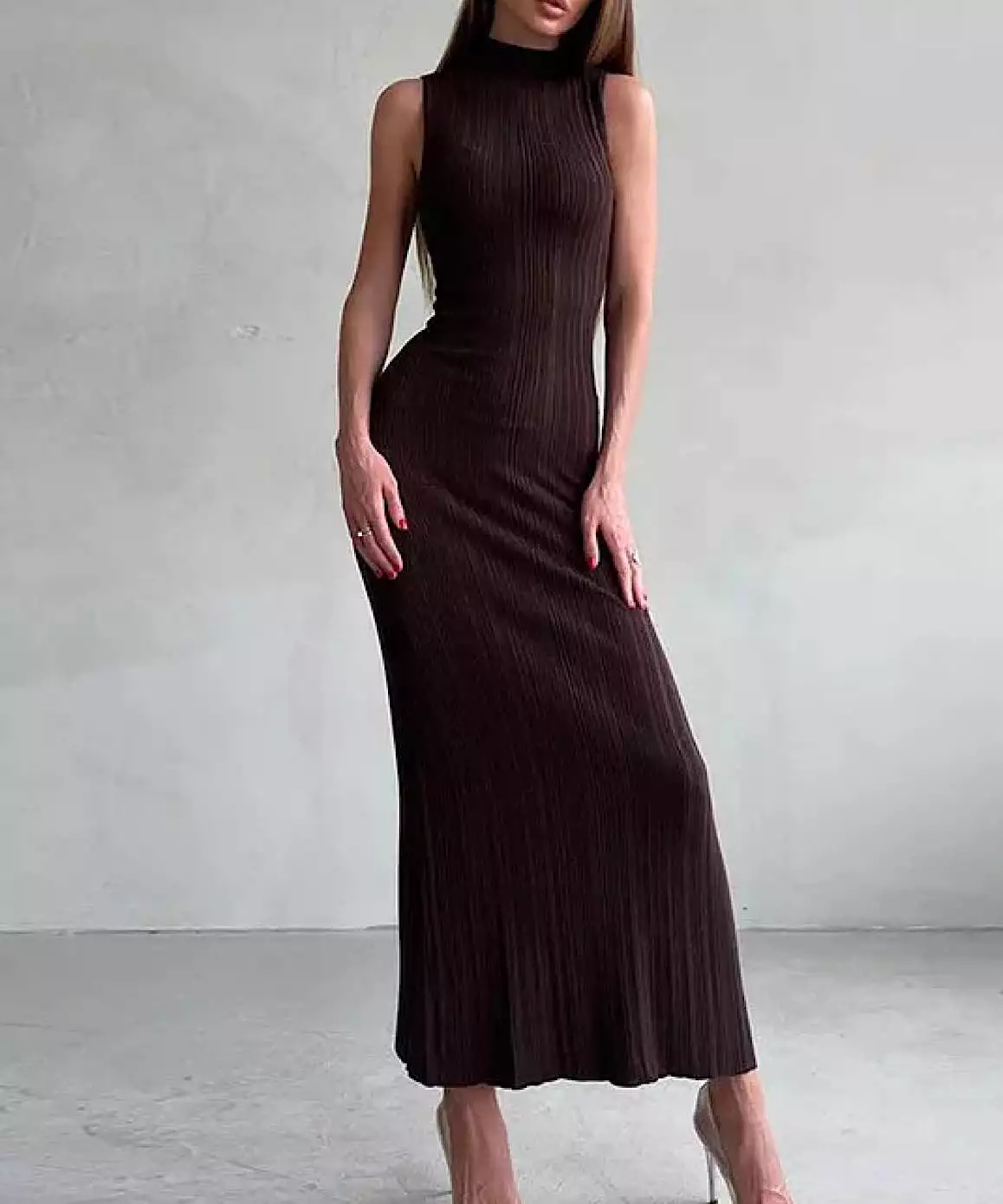 Ribbed Knitted Slim Bodycon Long Dress