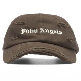 Ripped Logo Cap - Brown/White