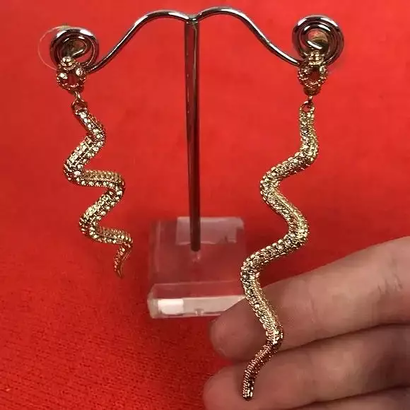 Rose Gold Crystal Large Snake Earrings