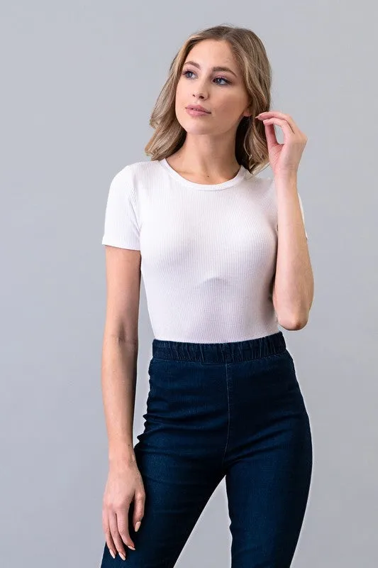 Short Sleeve Ribbed Bodysuit