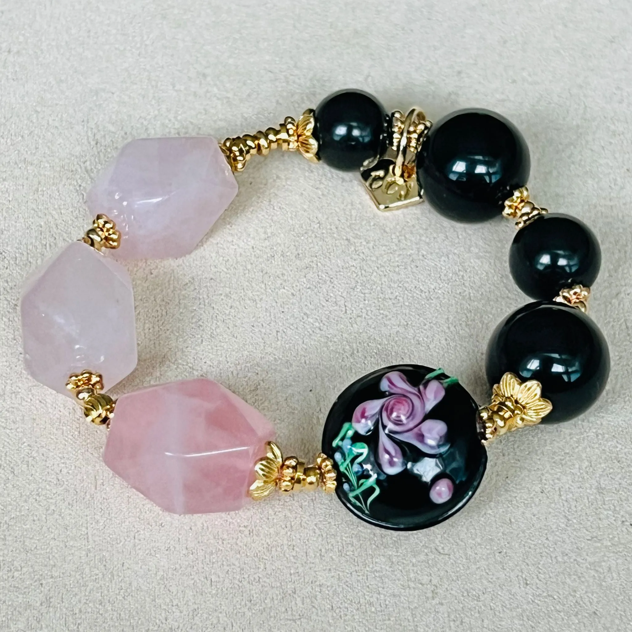 Shungite & Raw Rose Quartz Bracelet