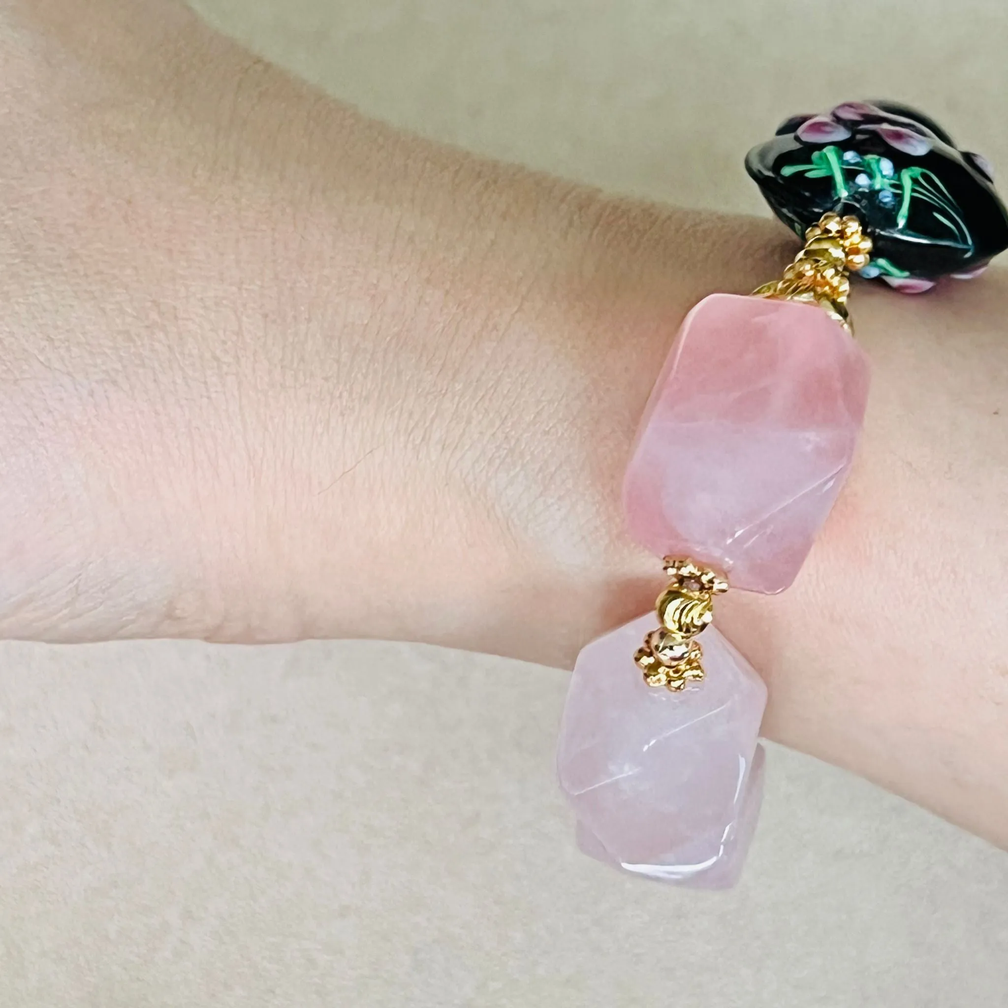 Shungite & Raw Rose Quartz Bracelet