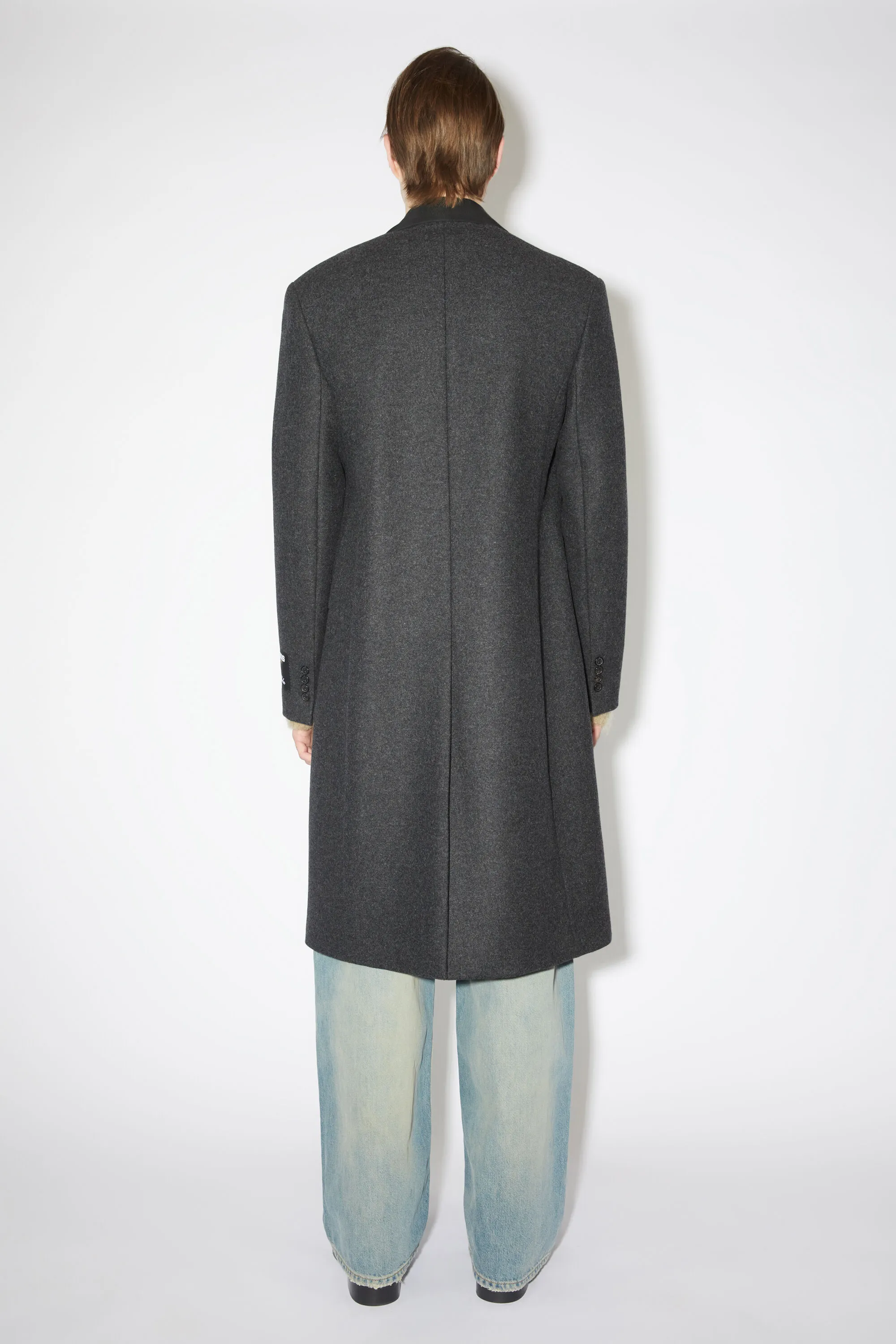 Single-breasted wool blend coat