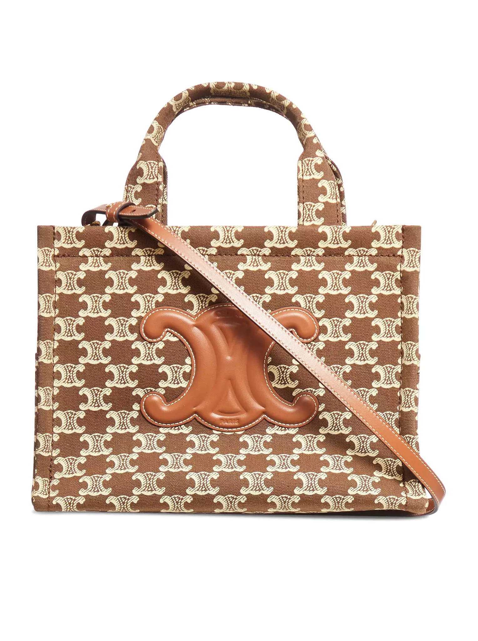 SMALL CABAS THAIS BAG IN BROWN TRIOMPHE FABRIC