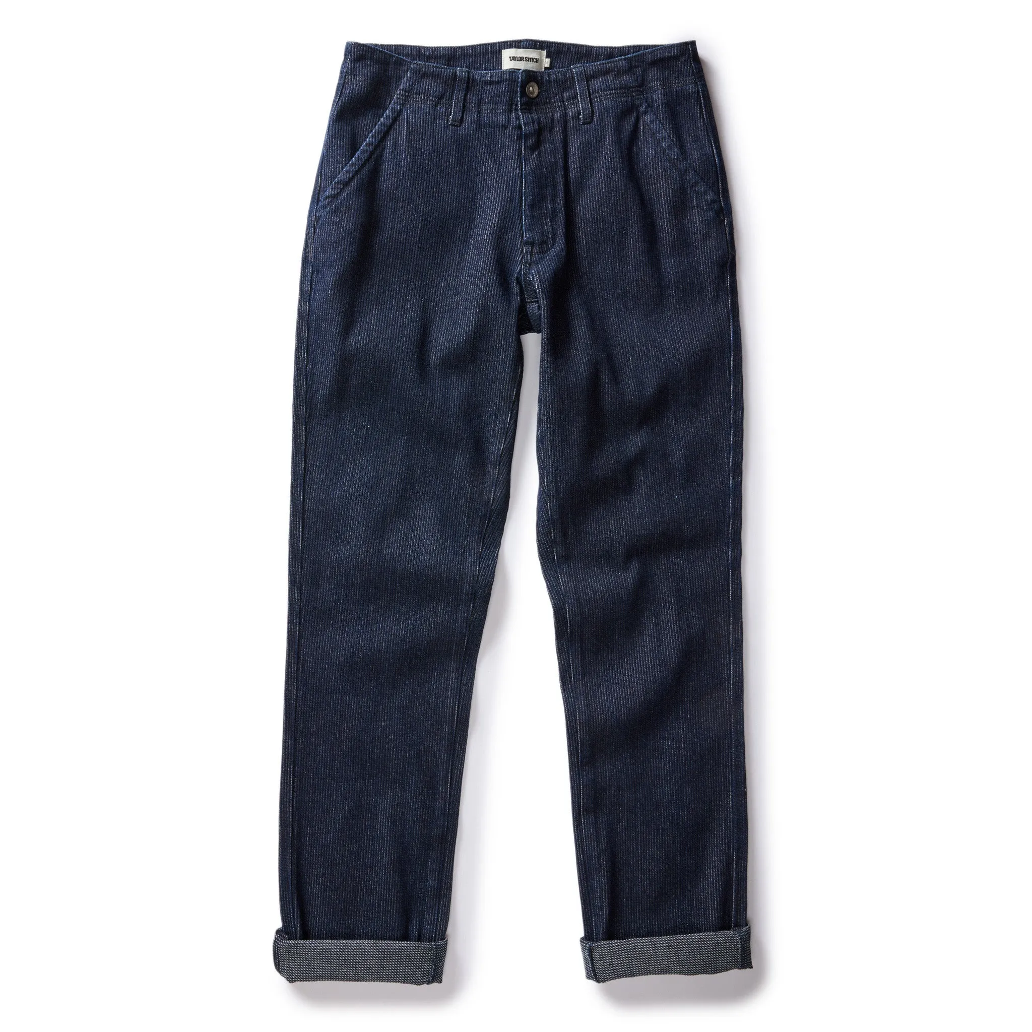 The Morse Pant in Rinsed Indigo Stripe