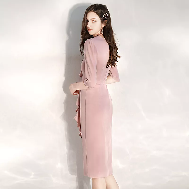 The Yassy Pink Mid Sleeve Dress