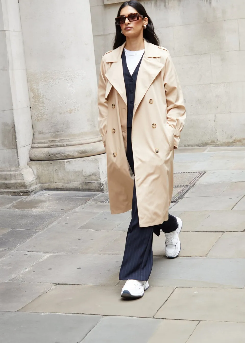 Threadbare Stone Richie Raglan Sleeve Trench Coat