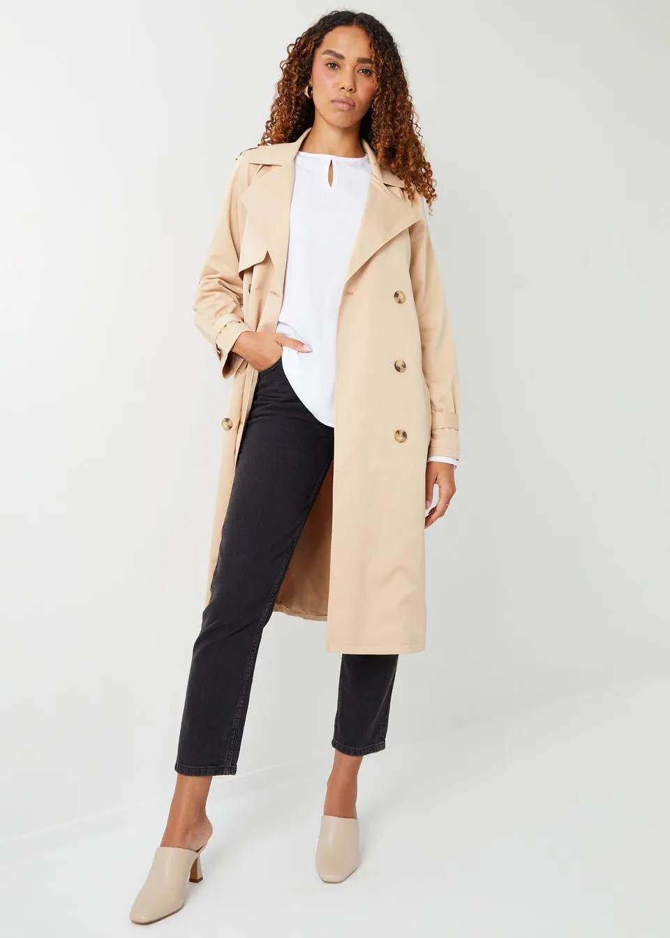 Threadbare Stone Richie Raglan Sleeve Trench Coat