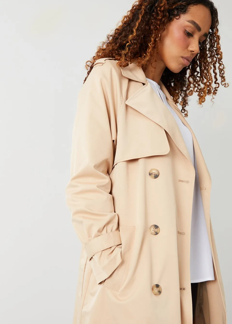 Threadbare Stone Richie Raglan Sleeve Trench Coat