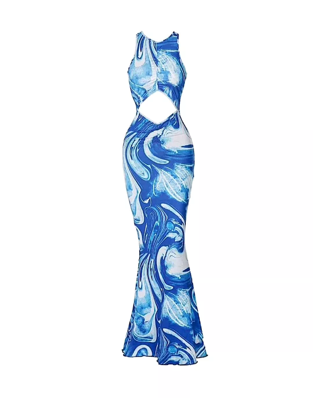 Tie Dye Cut Out Bodycon Long Dress