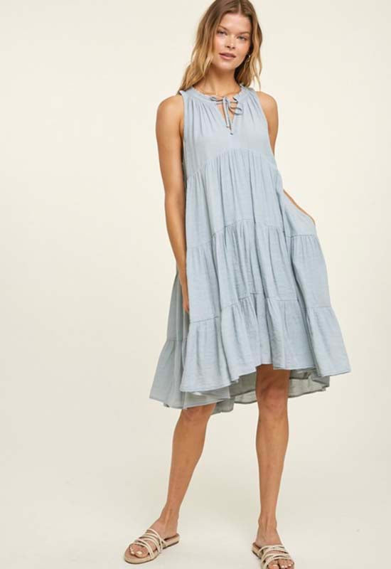 Tiered Mini Dress - Cloud