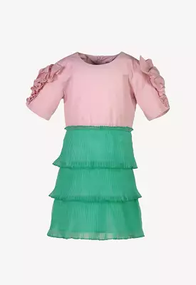 Tiered Pleated Organza Dress