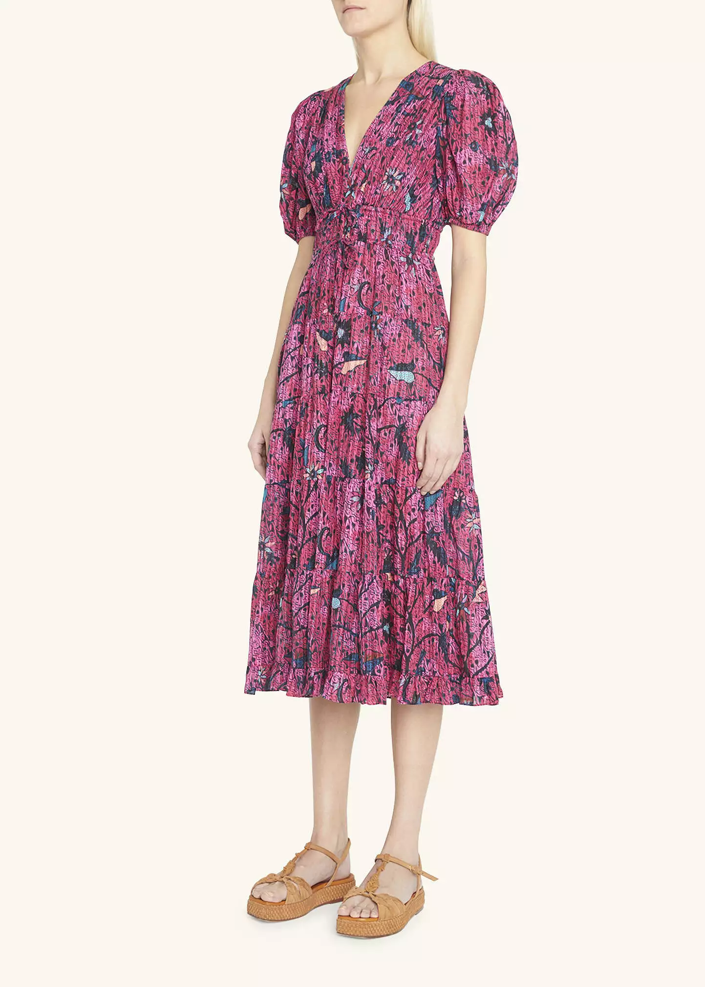 Ulla Johnson Thelma Tiered Puff-Sleeve Midi Dress