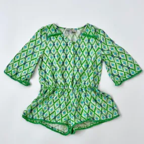 Wild & Gorgeous Green Ikat Romper: 4-5 Years