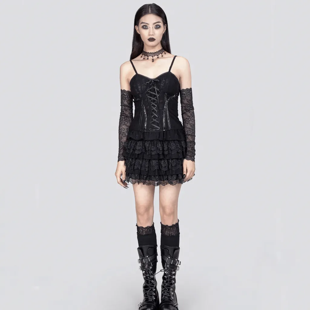 Women's Gothic Ripped Lace-up Tank Top