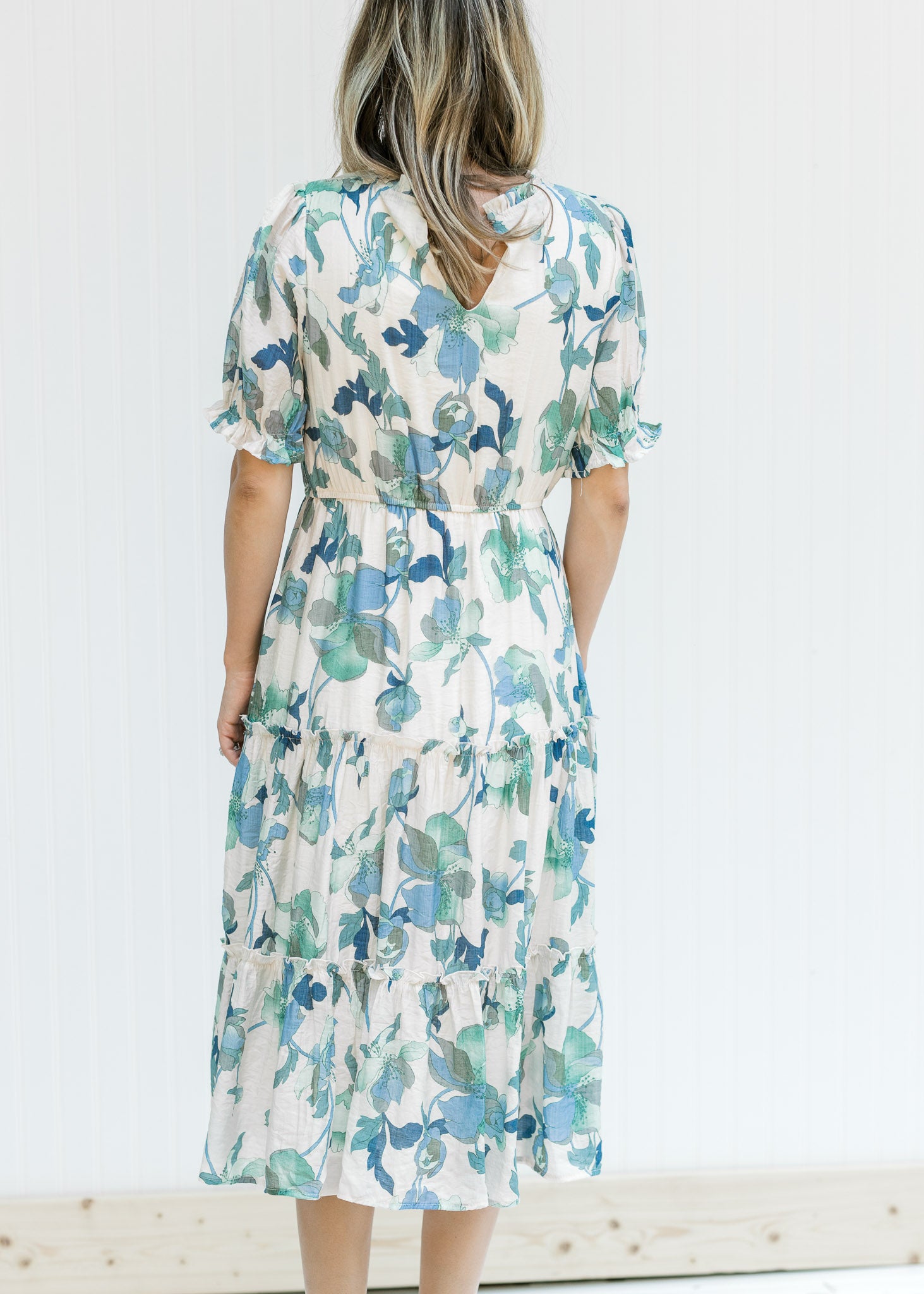 X Blue, Green Cream Floral Midi