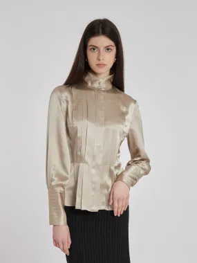 Y2K Lidia cardinale champagne-coloured silk blouse