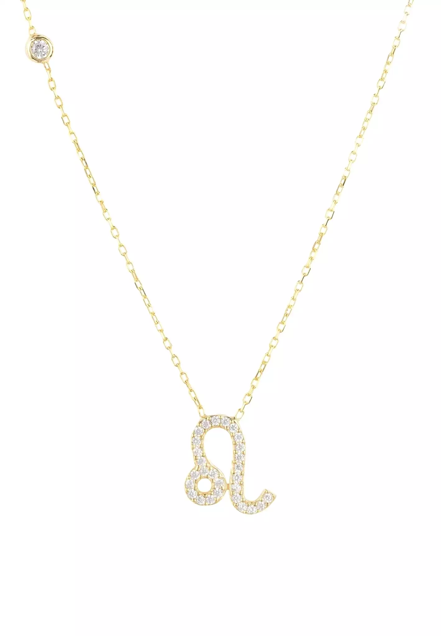 Zodiac Star Sign Pendant Necklace Gold Leo