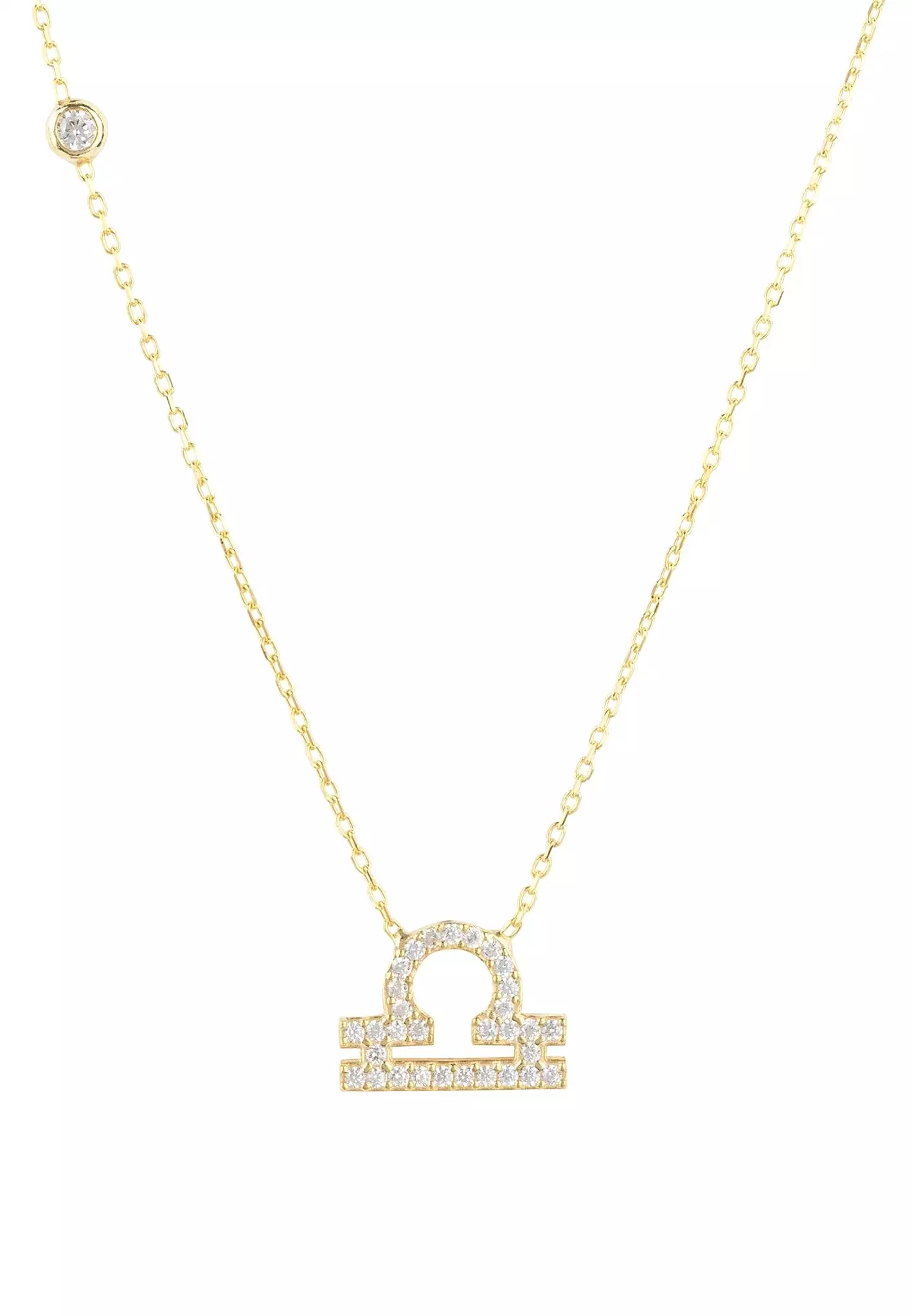 Zodiac Star Sign Pendant Necklace Gold Libra