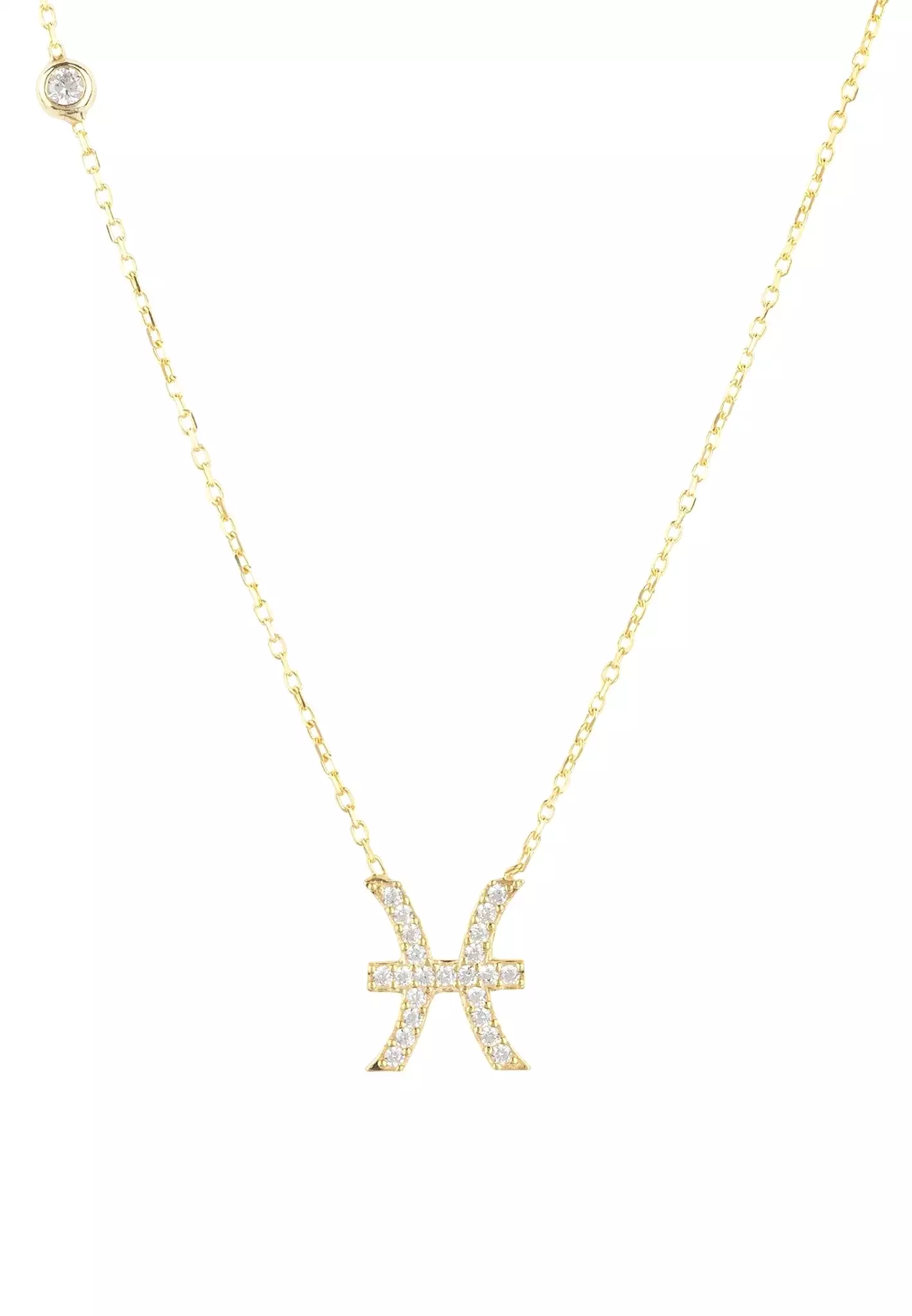 Zodiac Star Sign Pendant Necklace Gold Pisces