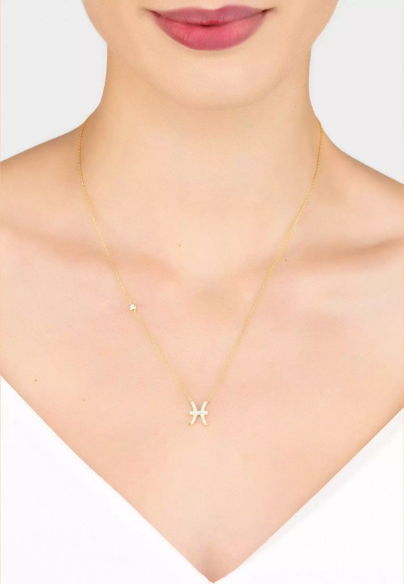 Zodiac Star Sign Pendant Necklace Gold Pisces