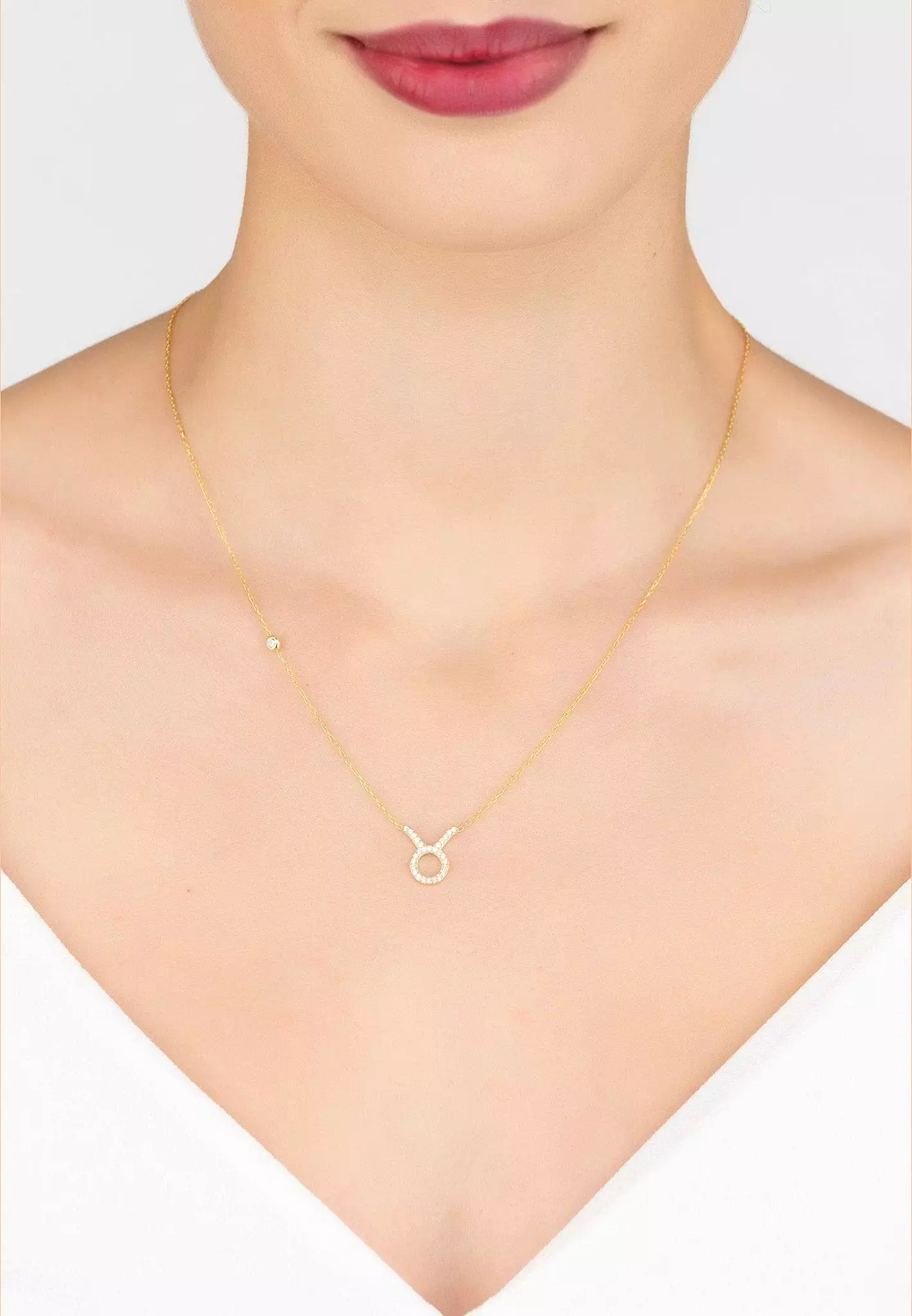 Zodiac Star Sign Pendant Necklace Gold Taurus